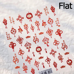 rich letter Chinese characters gourd money lantern firecracker God of wealth Yuanbao Adhesive Nail Art Stickers Manicure Decals (ONLINE ORDER ONLY)