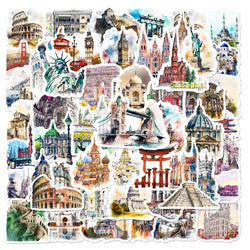 Graffiti Landmark Building Stickers 10/25/50pcs for DIY Scrapbooking, Laptop, Guitar, Suitcase, Car, Helmet, Bottle (ONLINE ORDER ONLY)