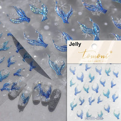 Winter Christmas Crystal Delicate Hexagon Romantic Laser Silver Chic Snowflakes Self Adhesive Nail Art Sticker 5D Manicure Decal (ONLINE ORDER ONLY)