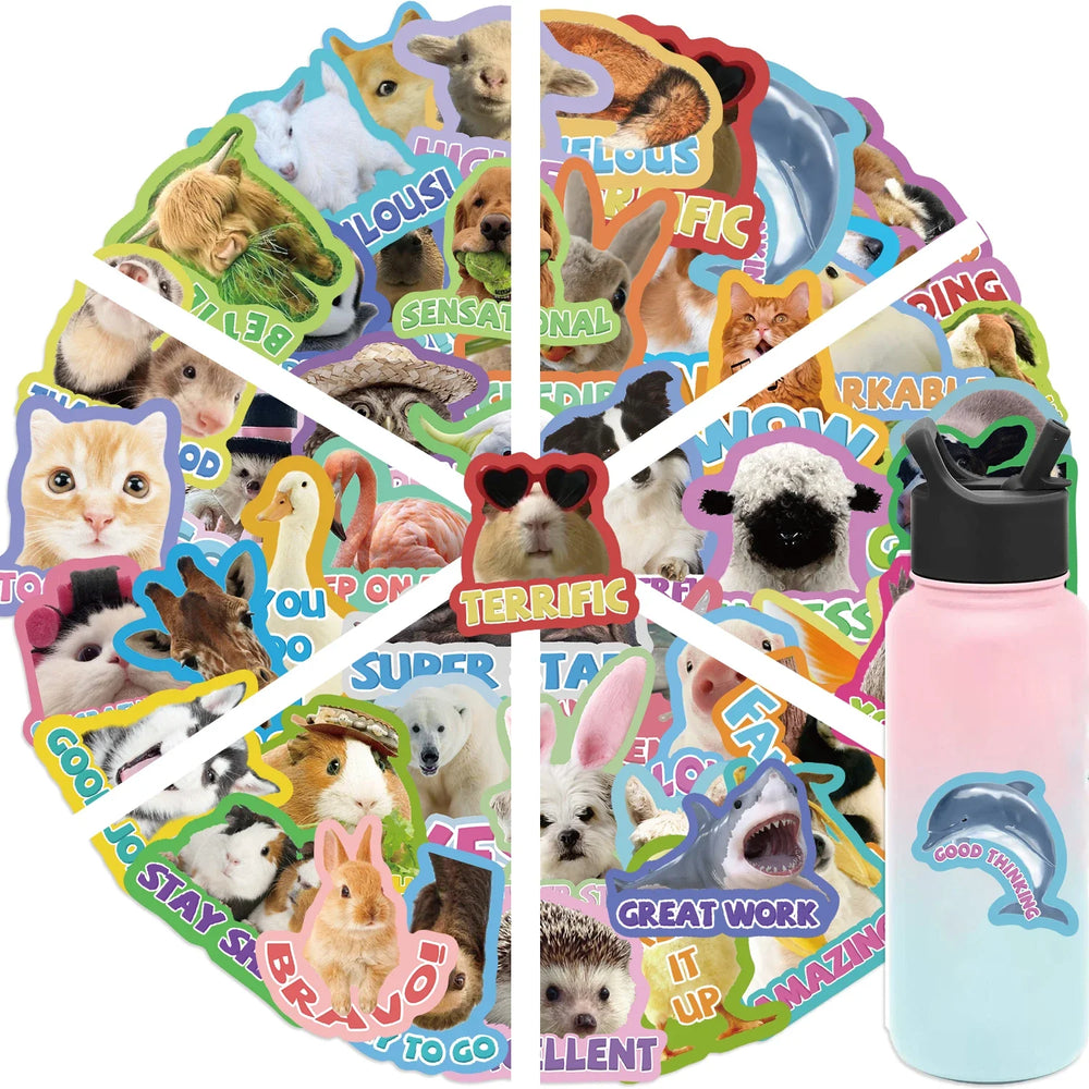 50pcs Cute Cartoon Animals Stickers DIY Phone Guitar Laptop Notebook Suitcase Cup Waterproof Mix Graffiti Sticker Kids Toy (ONLINE ORDER ONLY)