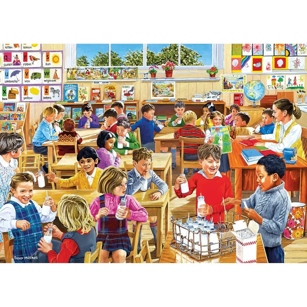 School Days Set of 4 500 Piece Jigsaw Puzzles Gibsons (ONLINE ORDER ONLY)