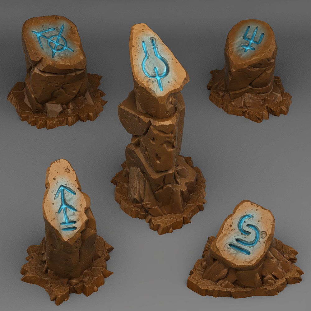 3D Printed Fantastic Plants and Rocks Sci Fi Glyph Stones 328mm - 32mm D&D Wargaming (Online Only)