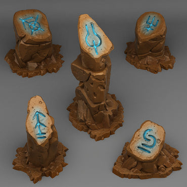 3D Printed Fantastic Plants and Rocks Sci Fi Glyph Stones 328mm - 32mm D&D Wargaming (Online Only)