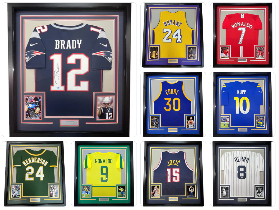 Framed Custom Frame Your Jersey 35x39 Professionally Framed & Matted Deluxe Framing with Photos Jersey Free Shipping (ONLINE ORDER ONLY)