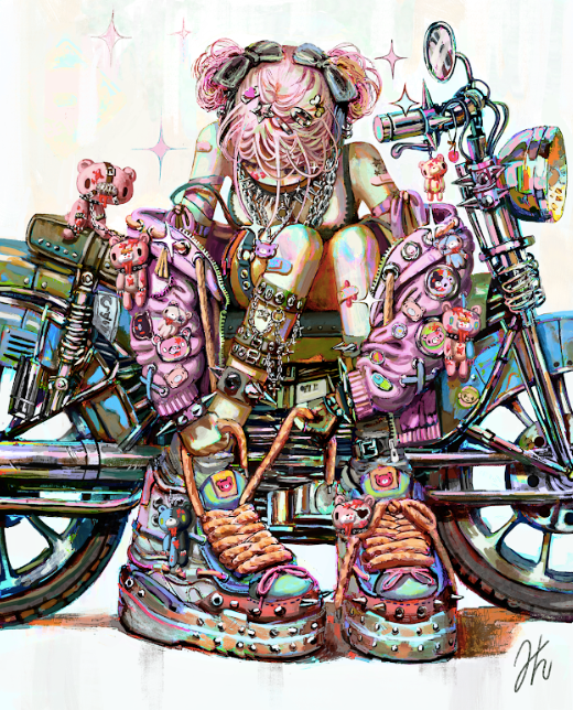 Helen Highton - Gloomy Ride - Art Print - Gloomy Bear Exhibition (ONLINE ORDER ONLY)