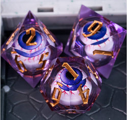 7 Piece Handcrafted Sharp Edged Dice Set With Liquid Core Eyeball (Online Order Only)
