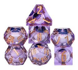 7 Piece Handcrafted Sharp Edged Dice Set With Liquid Core Eyeball (Online Order Only)
