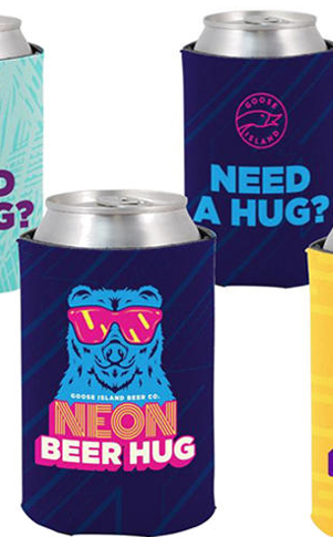 NEON Beer Hug Beer AB Cooler  Fits 12 oz Aluminum Can Coozie Blue (Online Only)