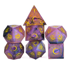 Sharp Edged Eclipse Themed Hand Crafted 7 Piece Dice Set (Online Order Only)
