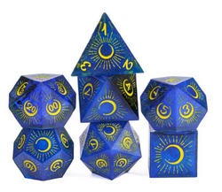 Sharp Edged Eclipse Themed Hand Crafted 7 Piece Dice Set (Online Order Only)
