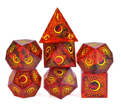 Sharp Edged Eclipse Themed Hand Crafted 7 Piece Dice Set (Online Order Only)