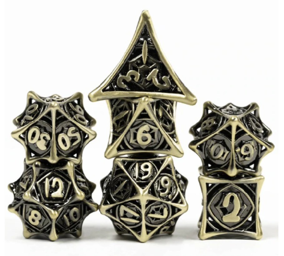 Hollow Metal 7 Pieces Polyhedral Spider Web Theme Dice Set (Online Order Only)