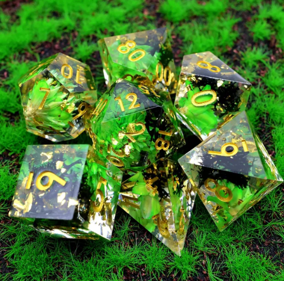 Resin Sharp Edged Themed 7 Piece Polyhedral Dice Set (Online Order Only)