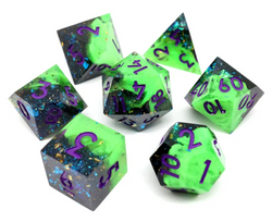Resin Sharp Edged Themed 7 Piece Polyhedral Dice Set (Online Order Only)