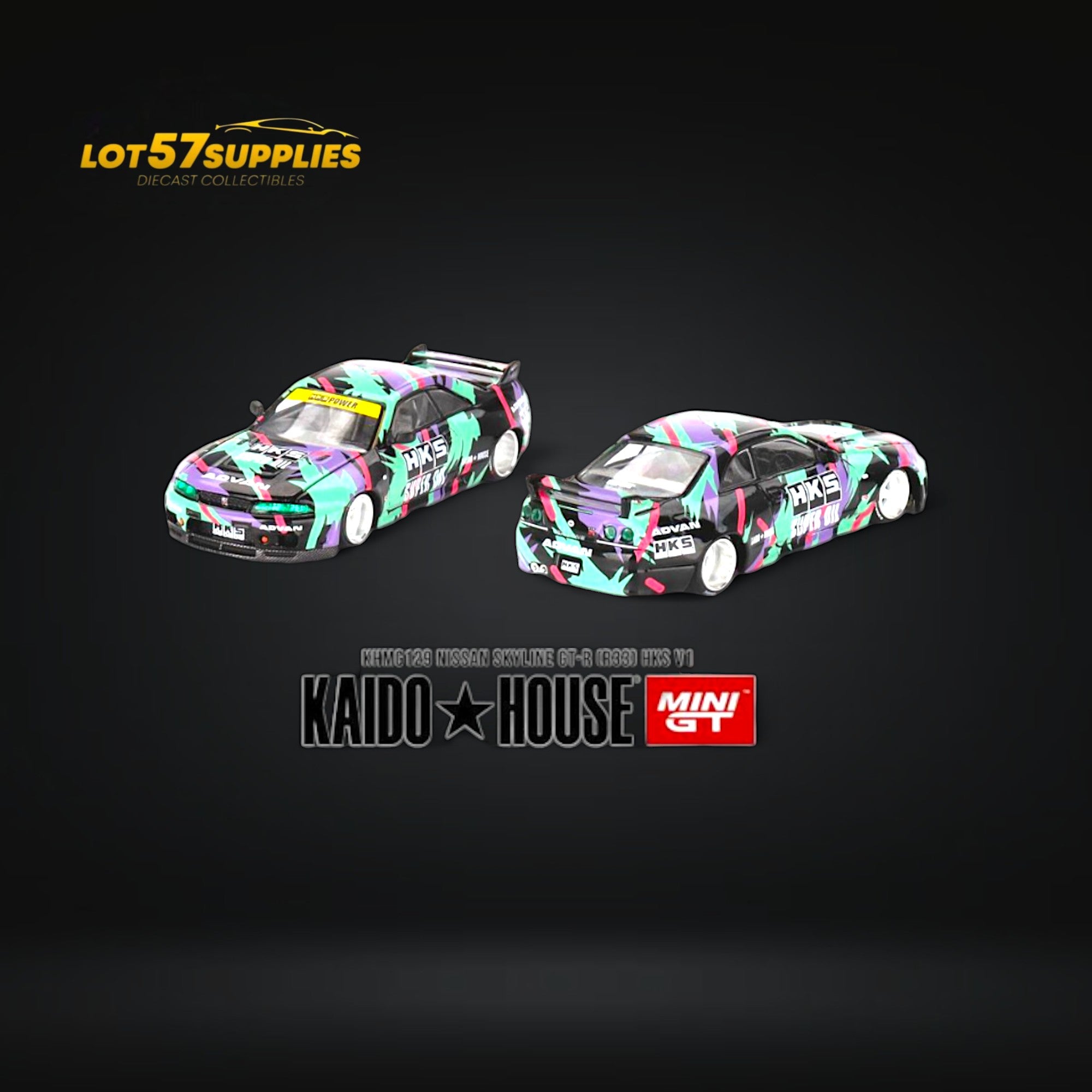 Mini GT x Kaido House Nissan Skyline GT-R R33 HKS Livery V1 1:64 KHMG129 (ONLINE ORDER ONLY)