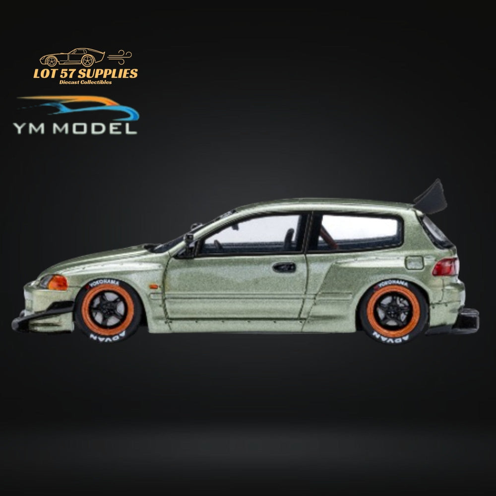(Pre-Order) YM Model Honda Civic Pandem EG4 K20 Modified Bronze Green 1:64 Limited to 399 PCS (ONLINE ORDER ONLY)