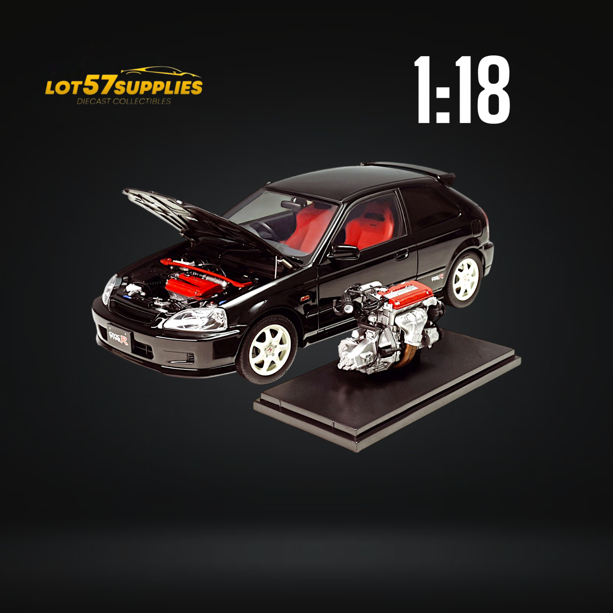 MOTORHELIX Honda Civic Type-R EK9-120 BLACK Fully Openable 1:18 (ONLINE ORDER ONLY)