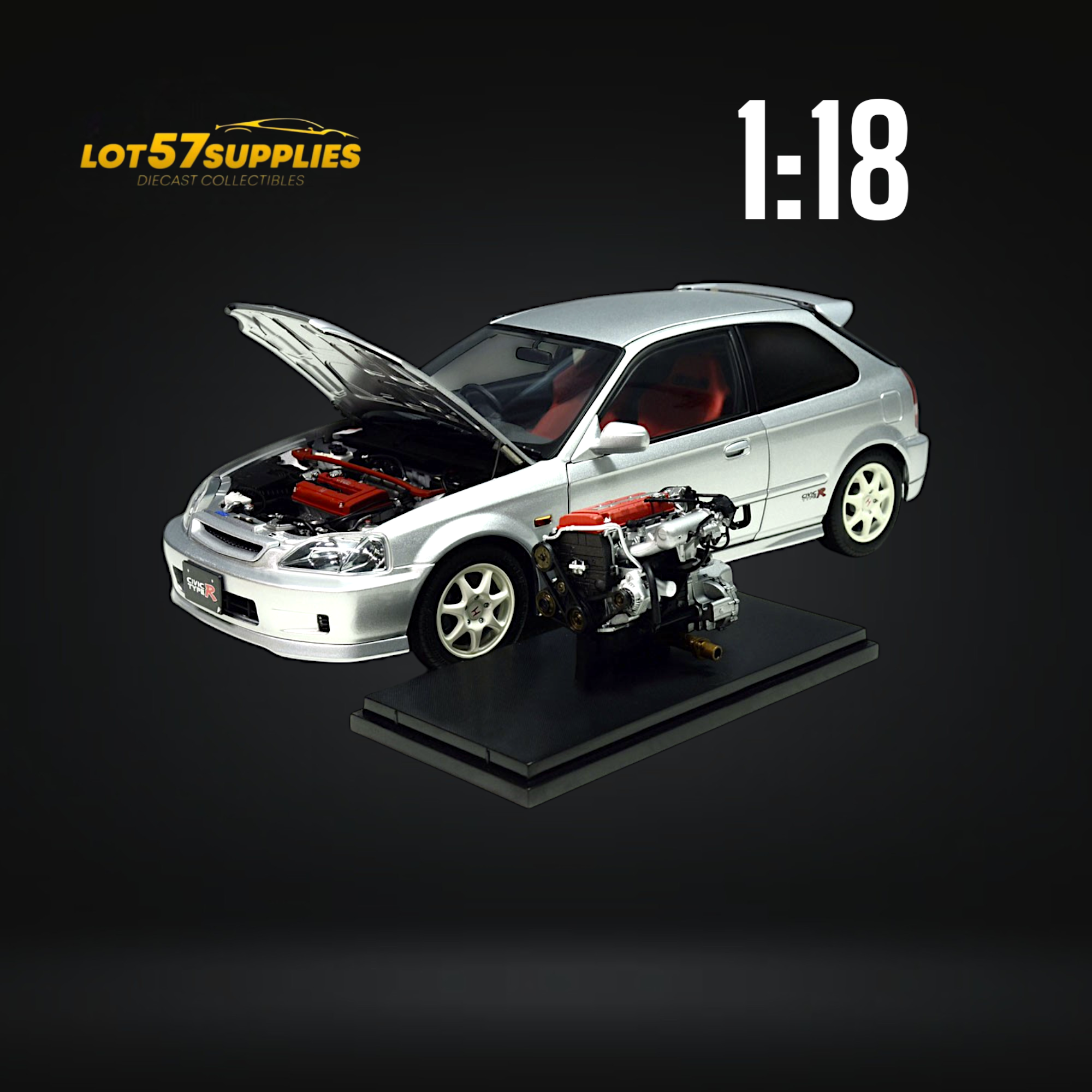 MOTORHELIX Honda Civic Type-R EK9-120 SILVER 1:18 (ONLINE ORDER ONLY)