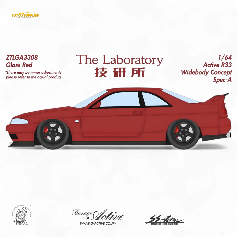 (Pre-Order) The Laboratory x ZONZO Nissan R33 Widebody Concept Spec-A - Bright Red 1/64 (ONLINE ORDER ONLY)