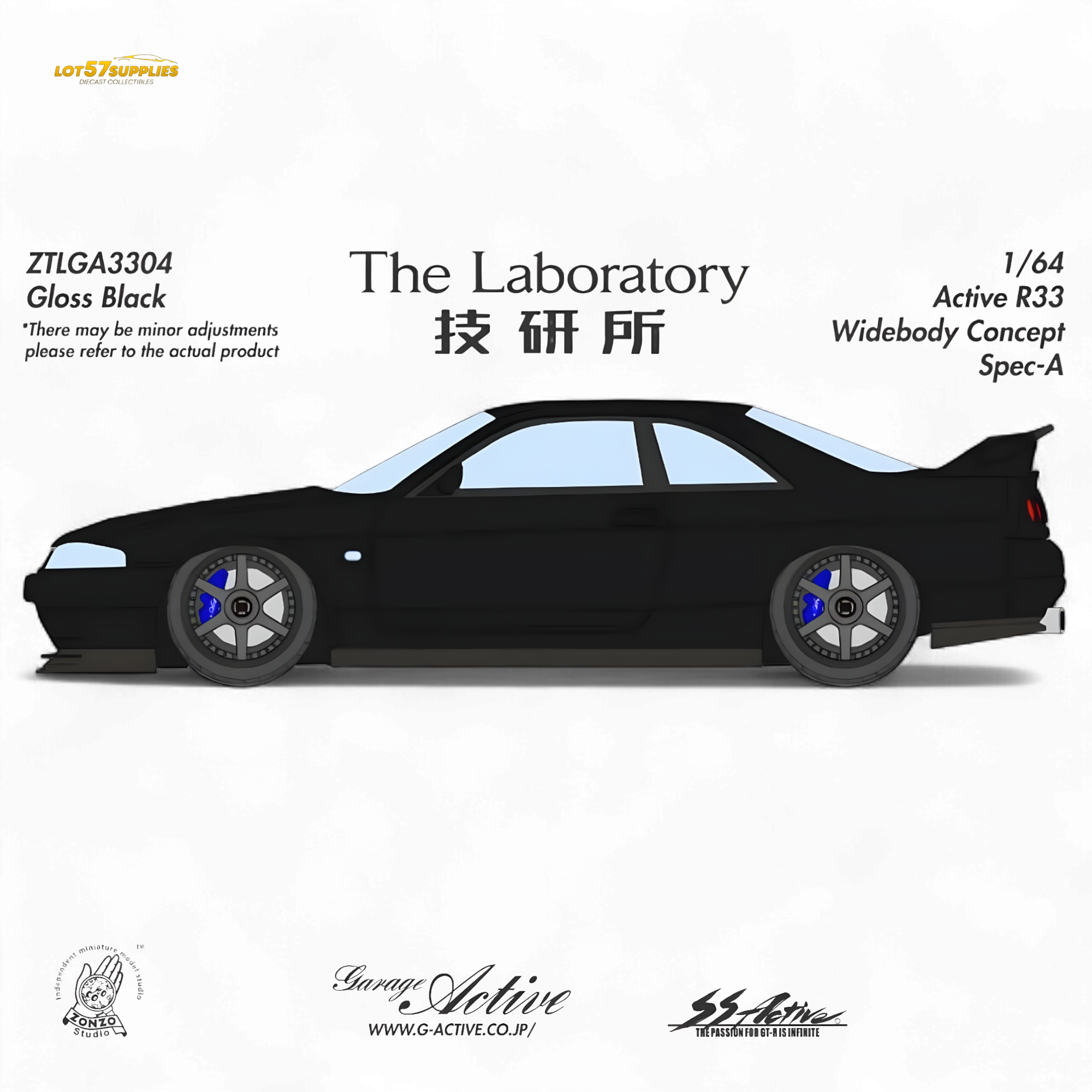 (Pre-Order) The Laboratory x ZONZO Nissan R33 Widebody Concept Spec-A - Pure Black 1/64 (ONLINE ORDER ONLY)