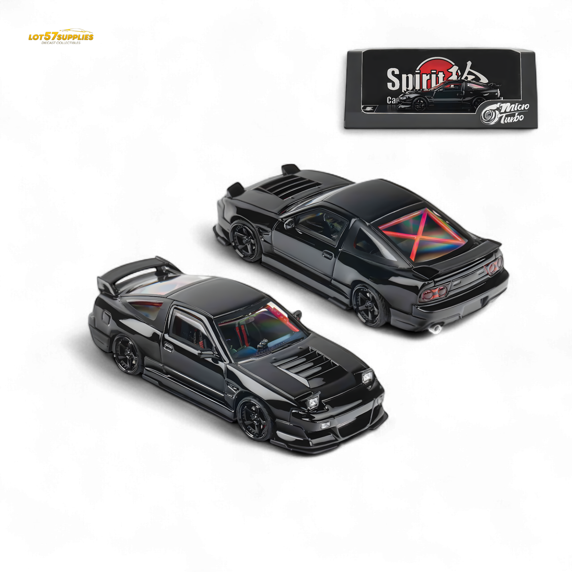 MicroTurbo Custom 180SX Type X Metallic Black MIYABI 1:64 (ONLINE ORDER ONLY)