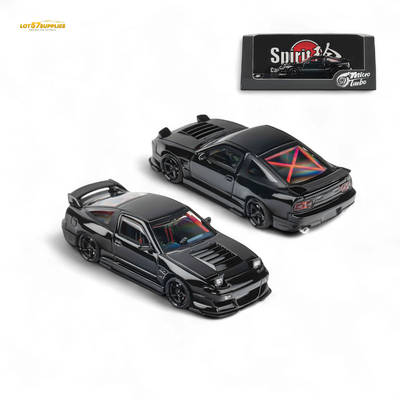 MicroTurbo Custom 180SX Type X Metallic Black MIYABI 1:64 (ONLINE ORDER ONLY)