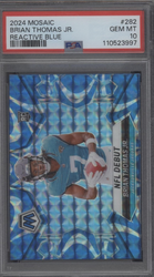 Graded 2024 Panini Mosaic Brian Thomas Jr #282 Reactive Blue Rookie RC Football Card PSA 10 Gem Mint (ONLINE ORDER ONLY)