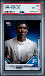 Graded 2025 Topps Now Cam Ward #D1 Rookie RC Football Card PSA 10 Gem Mint (ONLINE ORDER ONLY)