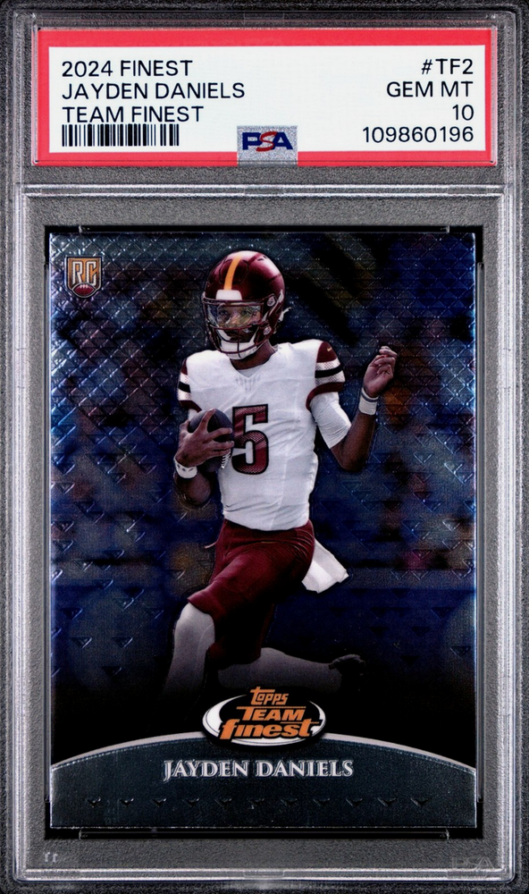Graded 2024 Topps Finest Jayden Daniels #TF2 Teams Finest Rookie RC Football Card PSA 10 Gem Mint (ONLINE ORDER ONLY)
