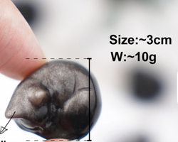 3 cm Sleepy Silver Obsidian Cat Sculpture, Mini Black Cat, Black Crystal Cat, Cat Lover Gift (ONLINE ORDER ONLY)