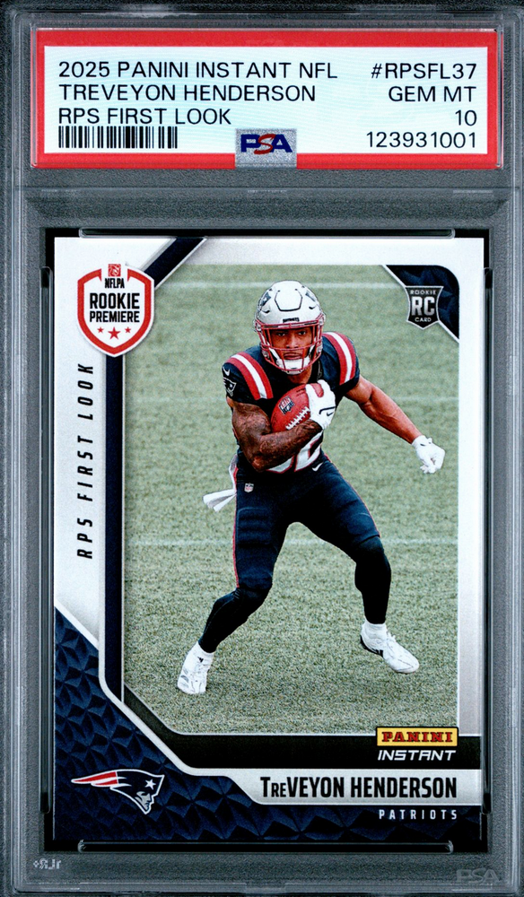 Graded 2025 Panini Instant TreVeyon Henderson #RPSFL37 RPS First Look Rookie RC Football Card PSA 10 Gem Mint (ONLINE ORDER ONLY)