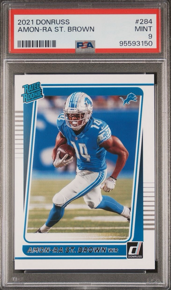 Graded 2021 Panini Donruss Amon-Ra St. Brown #284 Rookie RC Football Card PSA 9 Mint (ONLINE ORDER ONLY)