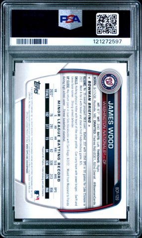 Graded 2023 Topps Bowman James Wood #BCP129 Chrome Prospects Rookie RC Baseball Card PSA 10 Gem Mint (ONLINE ORDER ONLY)