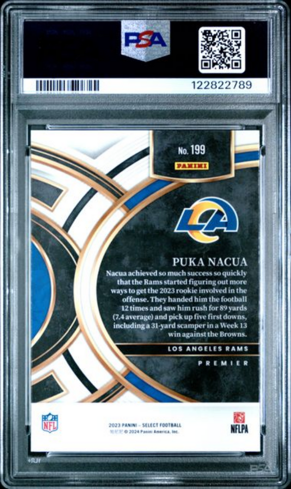 Graded 2023 Panini Select Puka Nacua #199 Rookie RC Football Card PSA 10 Gem Mint (ONLINE ORDER ONLY)