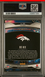 Graded 2024 Panini Prizm Bo Nix #23 Fireworks Green Prizm Rookie RC Football Card PSA 10 Gem Mint (ONLINE ORDER ONLY)