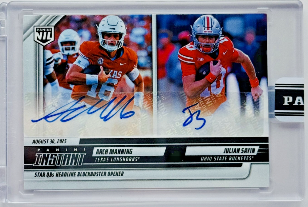 2025 Panini Instant Arch Manning/Julian Sayin #AMJSA Auto /99 Rookie RC Football Card (ONLINE ORDER ONLY)