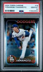 Graded 2024 Topps Chrome Yoshinobu Yamamoto #18 Rookie RC Baseball Card PSA 10 Gem Mint (ONLINE ORDER ONLY)