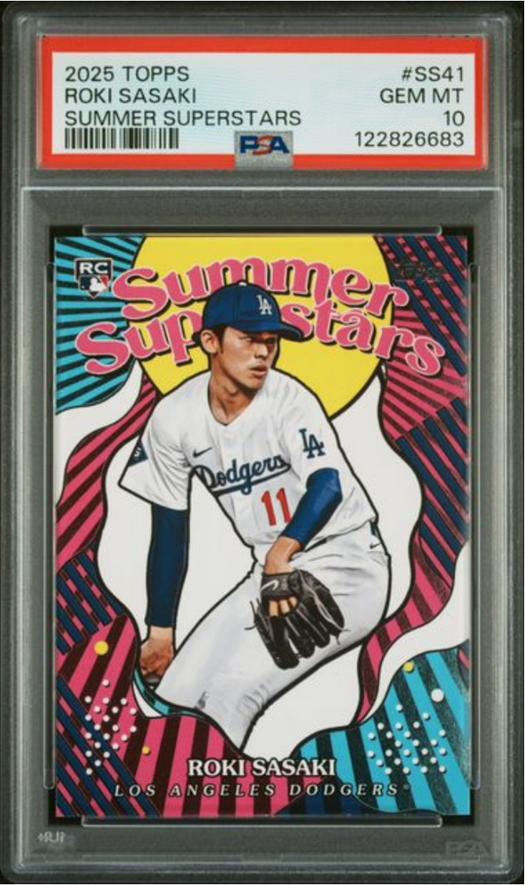 Graded 2025 Topps Roki Sasaki #SS41 Summer Superstars Rookie RC Baseball Card PSA 10 Gem Mint (ONLINE ORDER ONLY)