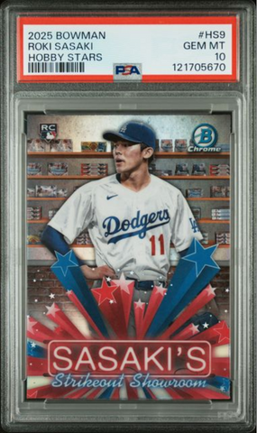 Graded 2025 Topps Bowman Roki Sasaki #HS9 Hobby Stars Rookie RC Baseball Card PSA 10 Gem Mint (ONLINE ORDER ONLY)
