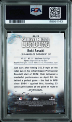 Graded 2025 Topps Bowman Roki Sasaki #GL23 Greatness Loading Rookie RC Baseball Card PSA 10 Gem Mint (ONLINE ORDER ONLY)
