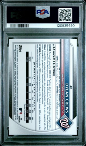 Graded 2025 Topps Bowman Mega Box Dylan Crews #42 Purple Refractor /250 Rookie RC Baseball Card PSA 10 Gem Mint (ONLINE ORDER ONLY)