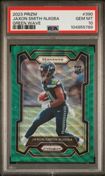 Graded 2023 Panini Prizm Jaxon Smith-Njigba #390 Green Wave Rookie RC Football Card PSA 10 Gem Mint (ONLINE ORDER ONLY)