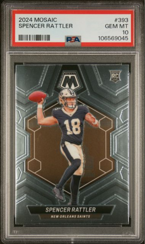 Graded 2024 Panini Mosaic Spencer Rattler #393 Rookie RC Football Card PSA 10 Gem Mint (ONLINE ORDER ONLY)