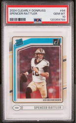 Graded 2024 Panini Clearly Donruss Spencer Rattler #94 Rookie RC Football Card PSA 10 Gem Mint (ONLINE ORDER ONLY)