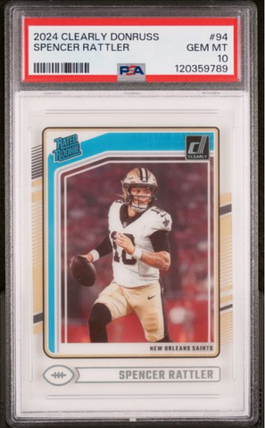 Graded 2024 Panini Clearly Donruss Spencer Rattler #94 Rookie RC Football Card PSA 10 Gem Mint (ONLINE ORDER ONLY)