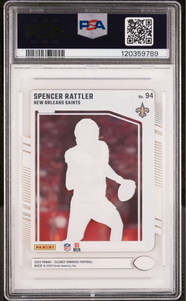 Graded 2024 Panini Clearly Donruss Spencer Rattler #94 Rookie RC Football Card PSA 10 Gem Mint (ONLINE ORDER ONLY)