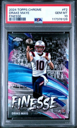 Graded 2024 Topps Chrome Drake Maye #F2 Finesse Rookie RC Football Card PSA 10 Gem Mint (ONLINE ORDER ONLY)