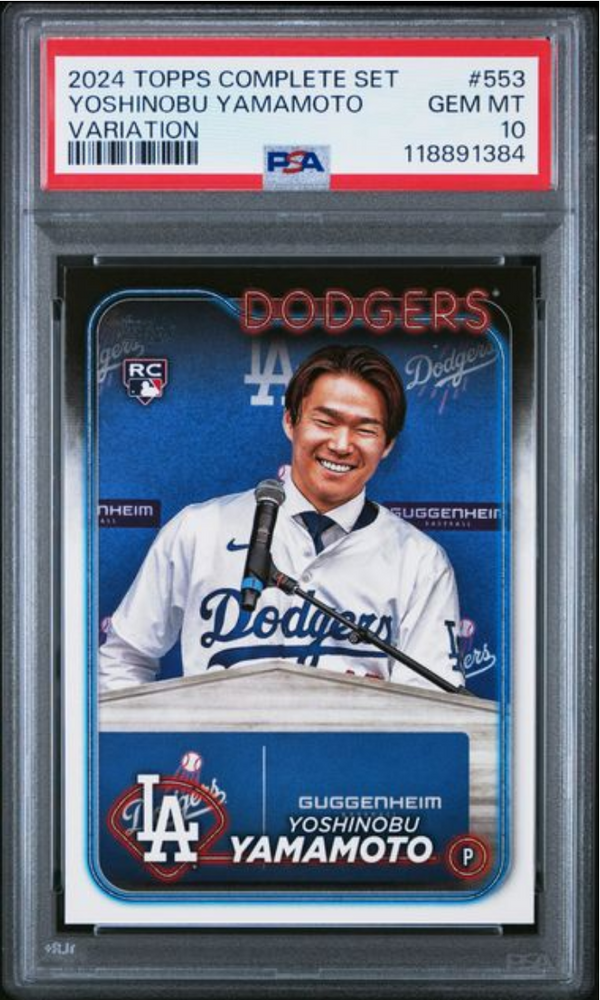 Graded 2024 Topps Complete Set Yoshinobu Yamamoto #553 Variation Rookie RC Baseball Card PSA 10 Gem Mint (ONLINE ORDER ONLY)