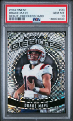 Graded 2024 Topps Finest Drake Maye #D3 Debut Checkerboard Rookie RC Football Card PSA 10 Gem Mint (ONLINE ORDER ONLY)