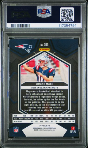 Graded 2024 Panini Mosaic Drake Maye #303 Camo Pink Rookie RC Football Card PSA 10 Gem Mint (ONLINE ORDER ONLY)